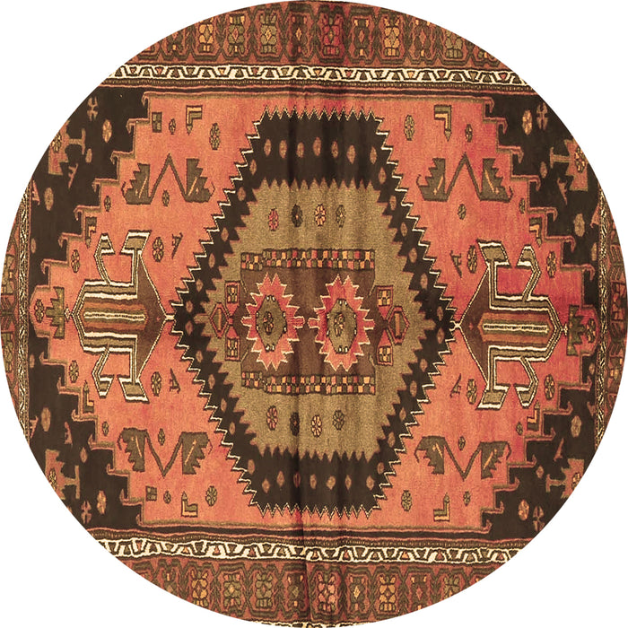 Round Machine Washable Persian Brown Traditional Rug, wshtr4075brn