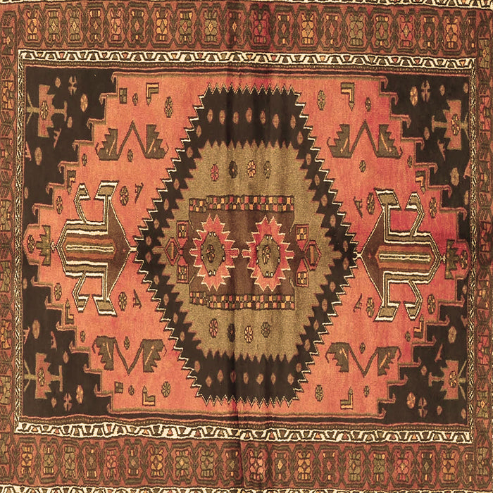 Square Machine Washable Persian Brown Traditional Rug, wshtr4075brn