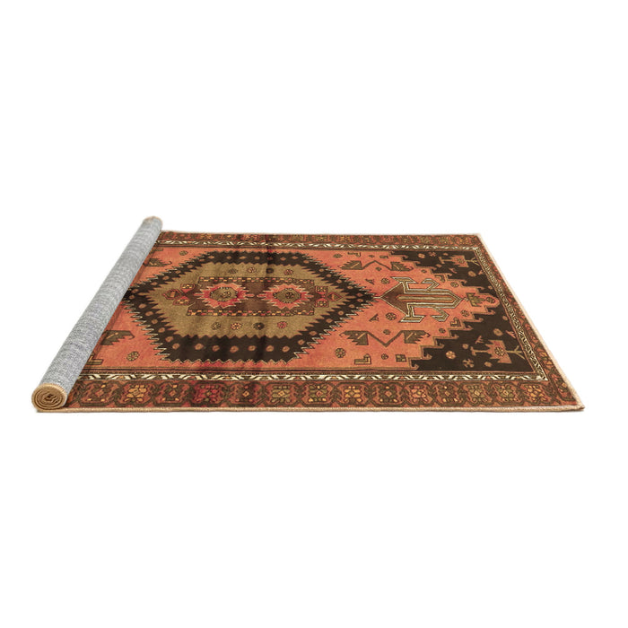 Sideview of Machine Washable Persian Brown Traditional Rug, wshtr4075brn