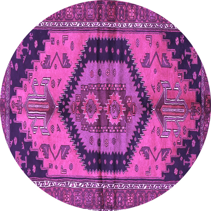 Round Machine Washable Persian Purple Traditional Area Rugs, wshtr4075pur