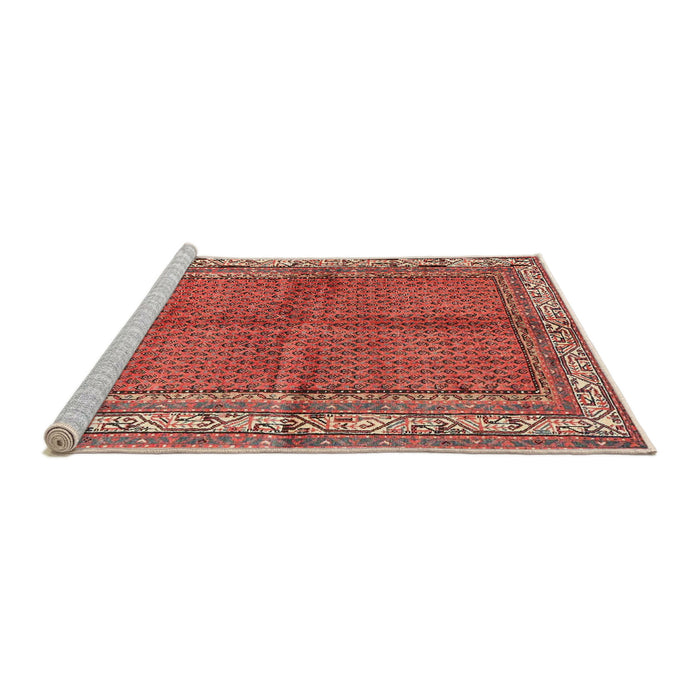 Sideview of Machine Washable Traditional Sunrise Orange Rug, wshtr4076
