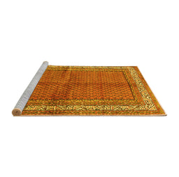 Sideview of Machine Washable Persian Yellow Traditional Rug, wshtr4076yw