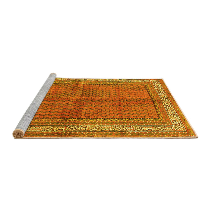Sideview of Machine Washable Persian Yellow Traditional Rug, wshtr4076yw