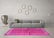 Machine Washable Persian Pink Traditional Rug in a Living Room, wshtr4076pnk