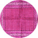 Round Machine Washable Persian Pink Traditional Rug, wshtr4076pnk