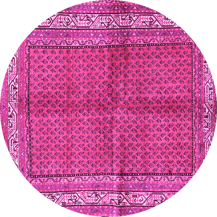 Round Persian Pink Traditional Rug, tr4076pnk