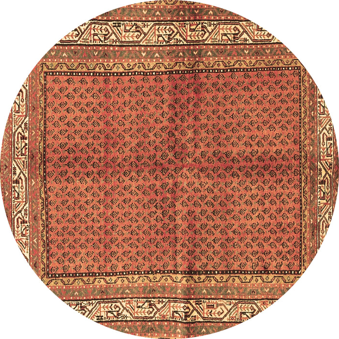 Round Machine Washable Persian Brown Traditional Rug, wshtr4076brn