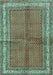 Machine Washable Persian Turquoise Traditional Area Rugs, wshtr4076turq