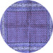 Round Machine Washable Persian Blue Traditional Rug, wshtr4076blu