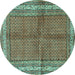 Round Persian Turquoise Traditional Rug, tr4076turq