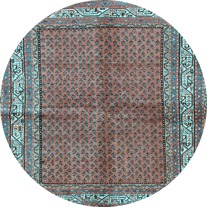 Round Persian Light Blue Traditional Rug, tr4076lblu