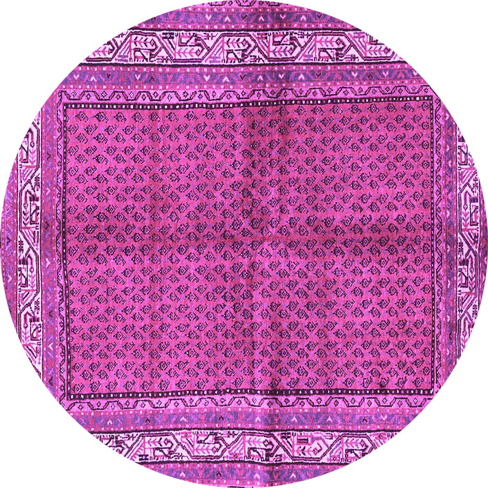 Round Persian Purple Traditional Rug, tr4076pur