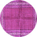 Round Machine Washable Persian Purple Traditional Area Rugs, wshtr4076pur