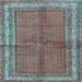 Square Machine Washable Persian Light Blue Traditional Rug, wshtr4076lblu