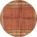 Round Persian Brown Traditional Rug, tr4076brn