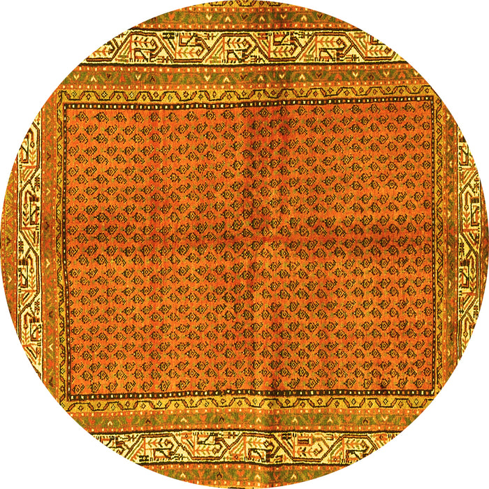 Round Persian Yellow Traditional Rug, tr4076yw