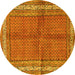 Round Persian Yellow Traditional Rug, tr4076yw