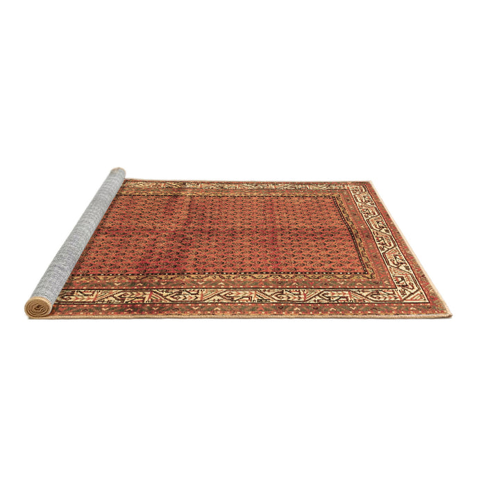 Sideview of Machine Washable Persian Brown Traditional Rug, wshtr4076brn
