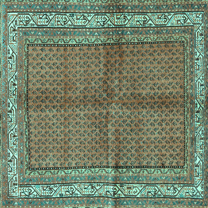 Square Machine Washable Persian Turquoise Traditional Area Rugs, wshtr4076turq
