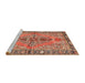 Sideview of Machine Washable Traditional Sand Brown Rug, wshtr4077