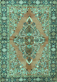 Medallion Turquoise Traditional Rug, tr4077turq