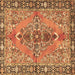 Square Machine Washable Medallion Brown Traditional Rug, wshtr4077brn