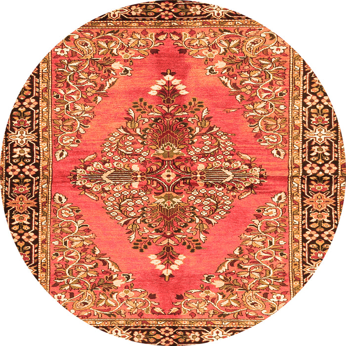 Machine Washable Medallion Orange Traditional Area Rugs, wshtr4077org