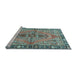 Sideview of Machine Washable Medallion Light Blue Traditional Rug, wshtr4077lblu