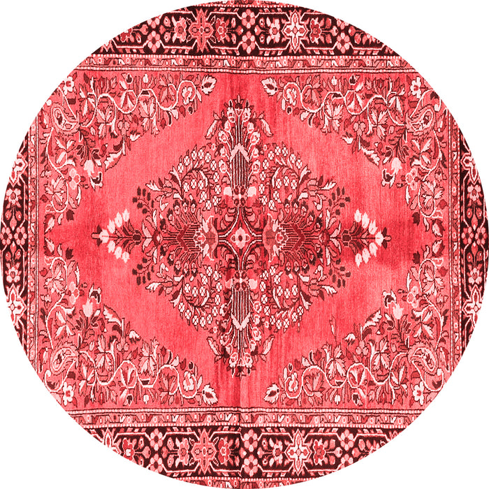 Machine Washable Medallion Red Traditional Rug, wshtr4077red