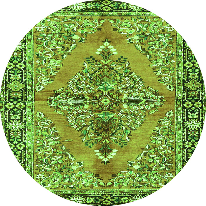Machine Washable Medallion Green Traditional Area Rugs, wshtr4077grn