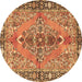 Round Medallion Brown Traditional Rug, tr4077brn