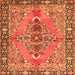 Round Machine Washable Medallion Orange Traditional Area Rugs, wshtr4077org