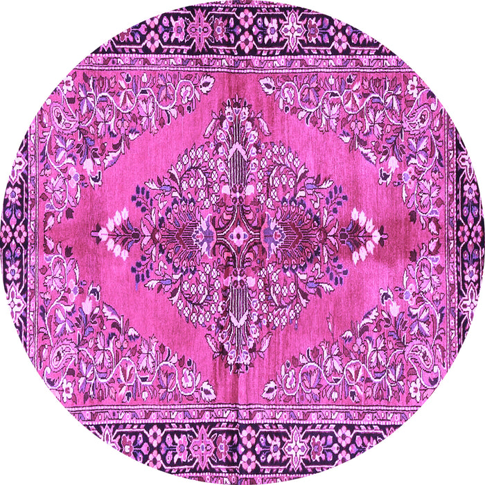 Round Medallion Purple Traditional Rug, tr4077pur