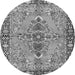 Machine Washable Medallion Gray Traditional Rug, wshtr4077gry