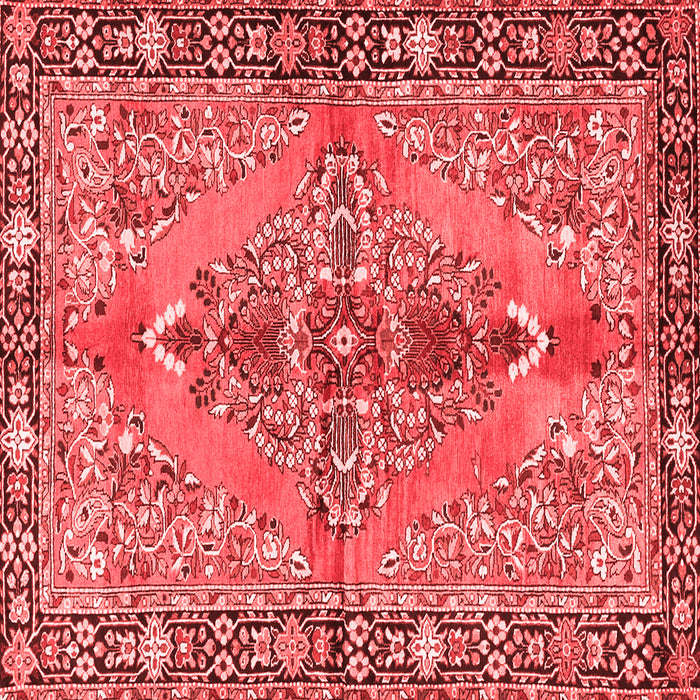Machine Washable Medallion Red Traditional Rug, wshtr4077red