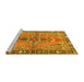 Sideview of Machine Washable Medallion Yellow Traditional Rug, wshtr4077yw