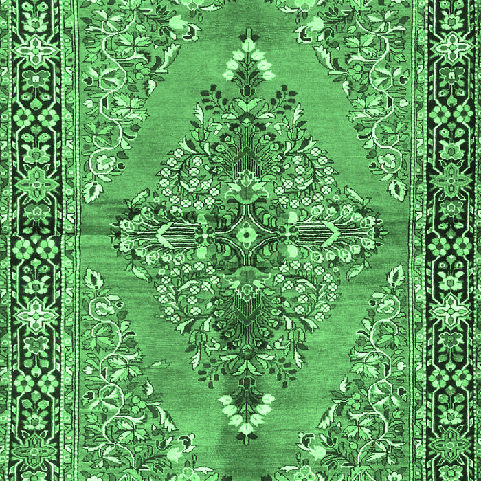 Machine Washable Medallion Emerald Green Traditional Area Rugs, wshtr4077emgrn
