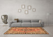 Machine Washable Medallion Brown Traditional Rug in a Living Room,, wshtr4077brn