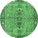 Round Medallion Emerald Green Traditional Rug, tr4077emgrn