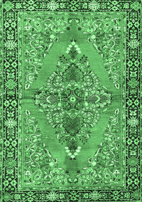 Medallion Emerald Green Traditional Rug, tr4077emgrn