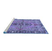 Sideview of Machine Washable Medallion Blue Traditional Rug, wshtr4077blu