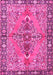 Machine Washable Medallion Pink Traditional Rug, wshtr4077pnk