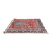 Sideview of Machine Washable Traditional Tan Brown Rug, wshtr4078