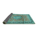 Sideview of Medallion Turquoise Traditional Rug, tr4078turq