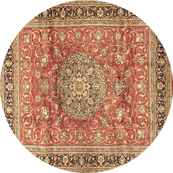 Round Medallion Brown Traditional Rug, tr4078brn