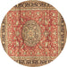 Round Medallion Brown Traditional Rug, tr4078brn