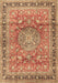 Machine Washable Medallion Brown Traditional Rug, wshtr4078brn