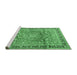 Sideview of Machine Washable Medallion Emerald Green Traditional Area Rugs, wshtr4078emgrn