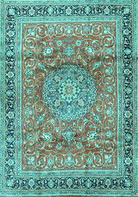 Medallion Turquoise Traditional Rug, tr4078turq