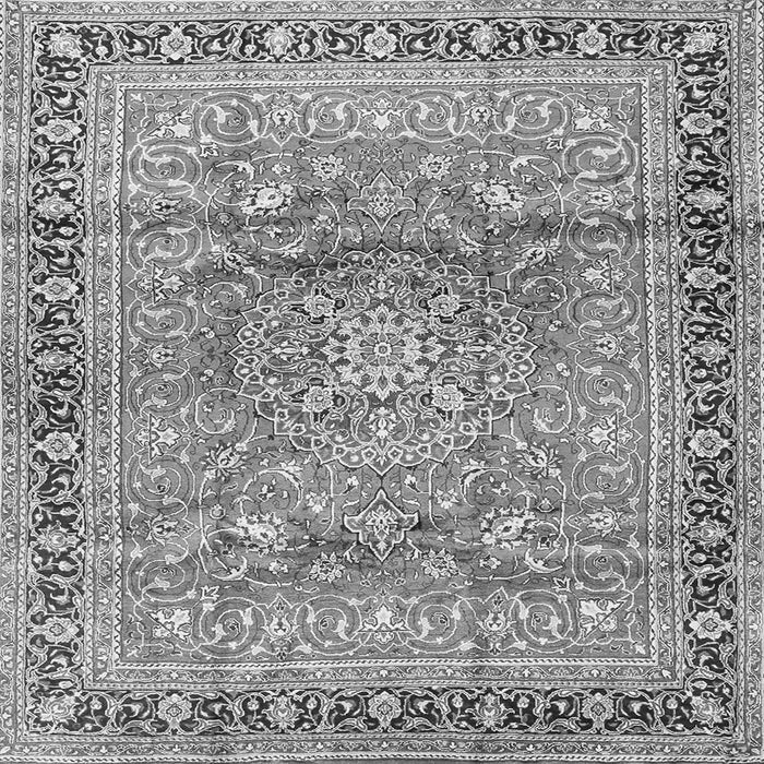 Round Machine Washable Medallion Gray Traditional Rug, wshtr4078gry